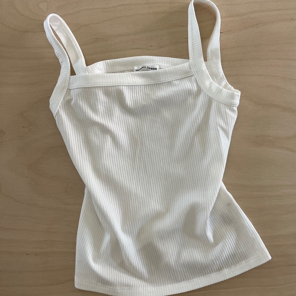 Reformation Cream Ribbed Tank Top